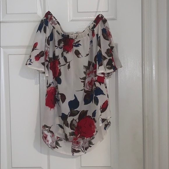 Mura Boutique Tops - Off the shoulder floral blouse